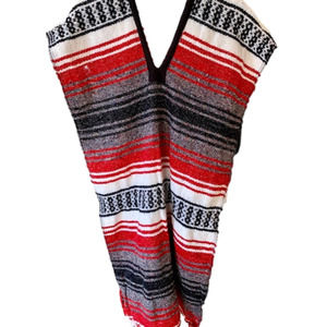 Saddle Blanket Serape-Cape Poncho With Fringe